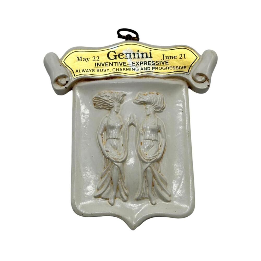 Vintage Gemini Wall Plaque Plastic Zodiac Sign Decorative